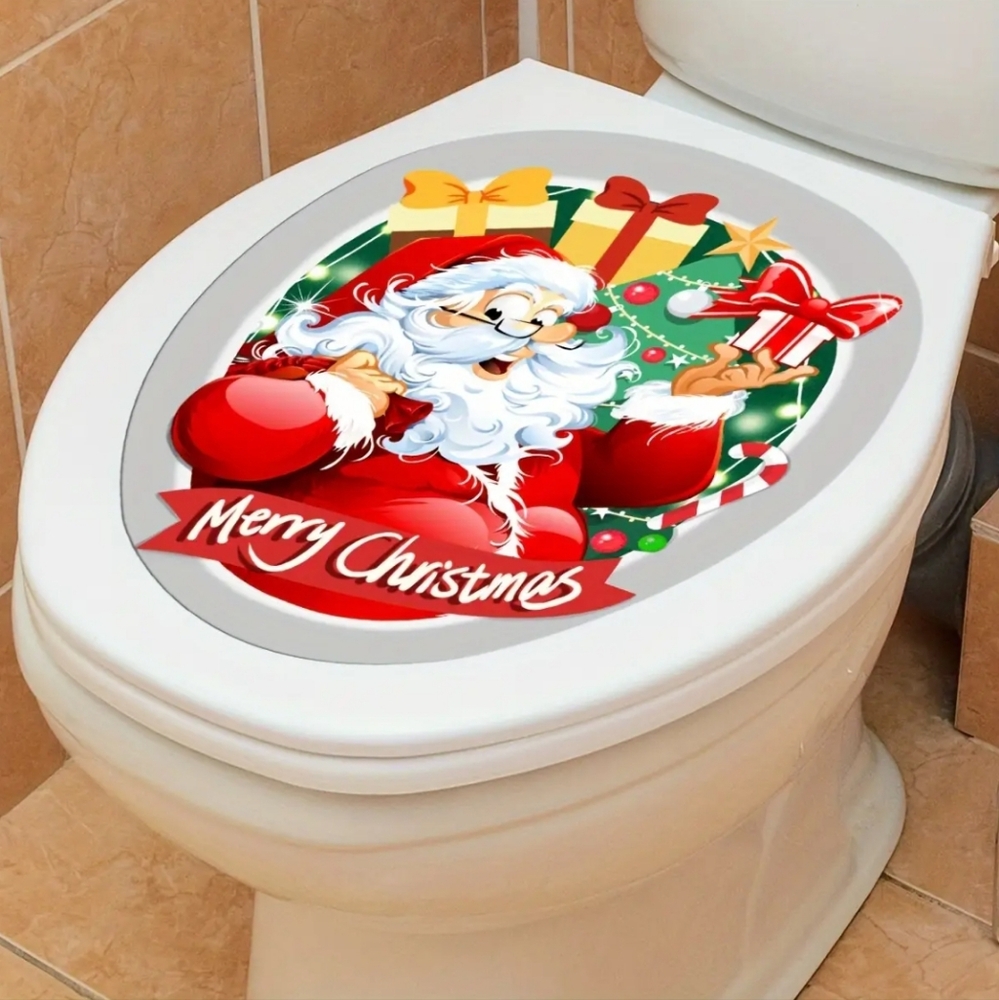 "Merry Christmas" Santa Tank Lid Decal, Door Window Fridge, Easy Peel & Stick